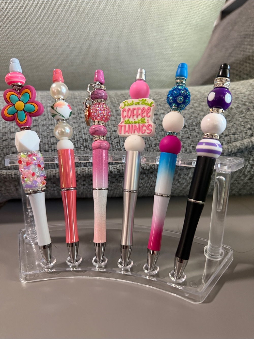 NWOT Assorted Pink and Multicolor Beaded Pen Set Of 6 - Cute Decorative Pens
